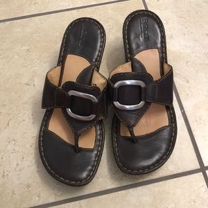 Born Brown Wedge Sandals size 8